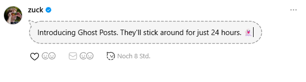 Ein erster Ghost Post von Mark Zuckerberg, © Mark Zuckerberg/Threads