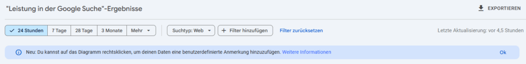 Hinweis auf das neue Annotations-Feature in der Search Console, eigener Screenshot