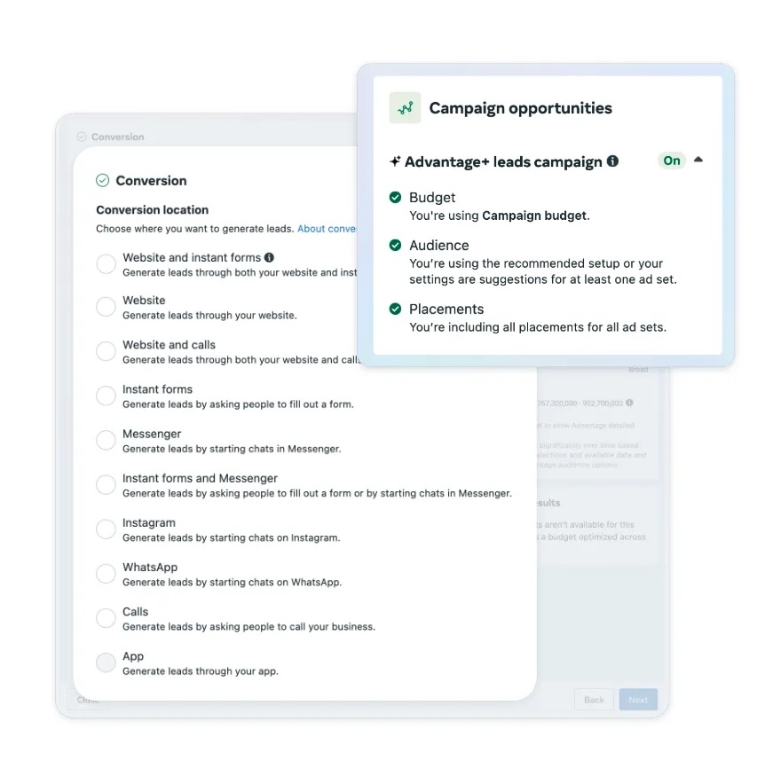 Metas Advantage+ Lead-Kampagnen