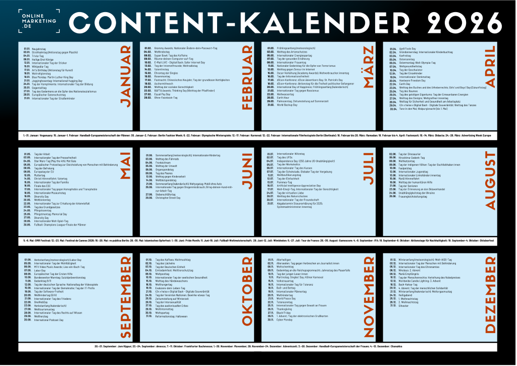 Content-Kalender 2026 von OnlineMarketing.de