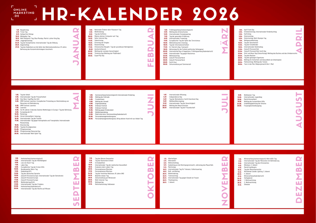 HR-Kalender 2025 von OnlineMarketing.de