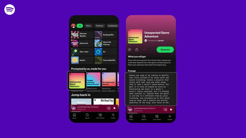 Personalisierte Playlists auf der Spotify-Startseite