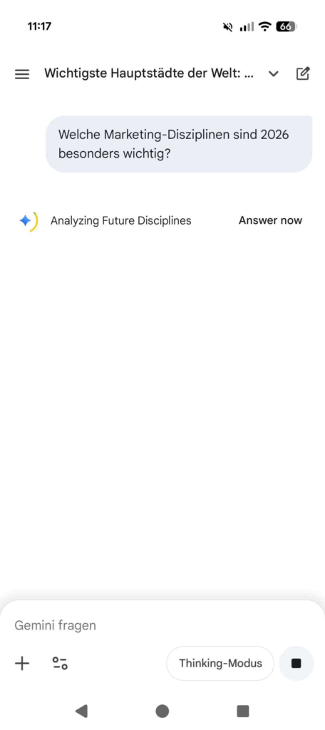 So sieht die Answer now-Funktion in der App aus, eigener Screenshot