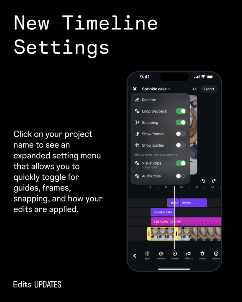 Erweiterte Einstellungen bei Edits