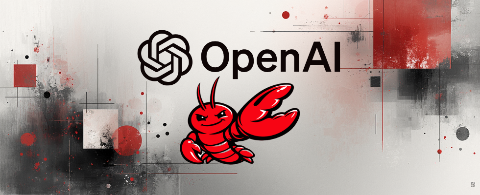 OpenAI-Logo und OpenClaw-Lobster als Visual zum Wechsel von Entwickler Peter Steinberger zu OpenAI