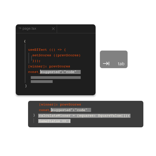 Tab to complete liefert Coding-Vorschläge, © Mistral