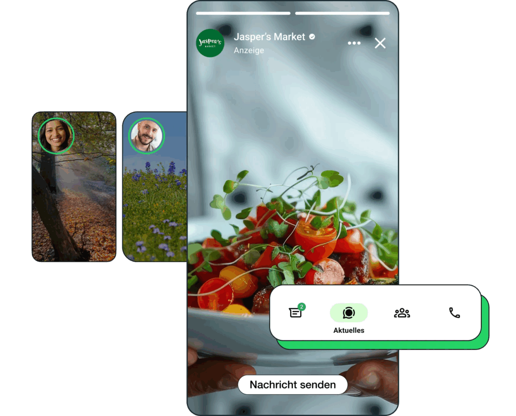 So sieht eine Ad im Updates-Bereich zum Status aus, © WhatsApp