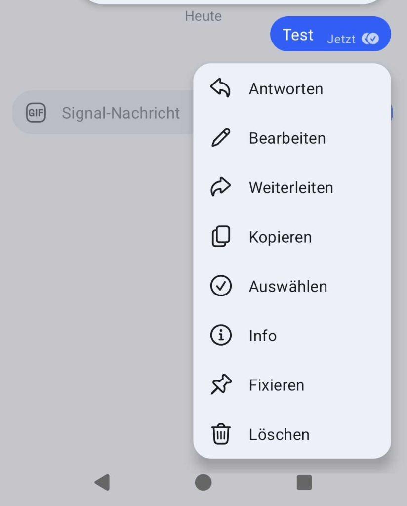 Nachrichten lassen sich auf Signal jetzt fixieren, eigener Screenshot