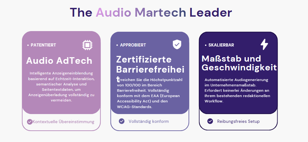 Die Speakup-Article-Technologie bietet drei zentrale Vorteile, © AudioBoost