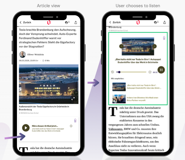 Mit AudioBoost können User Artikel einfach anhören, statt sie zu lesen, © AudioBoost