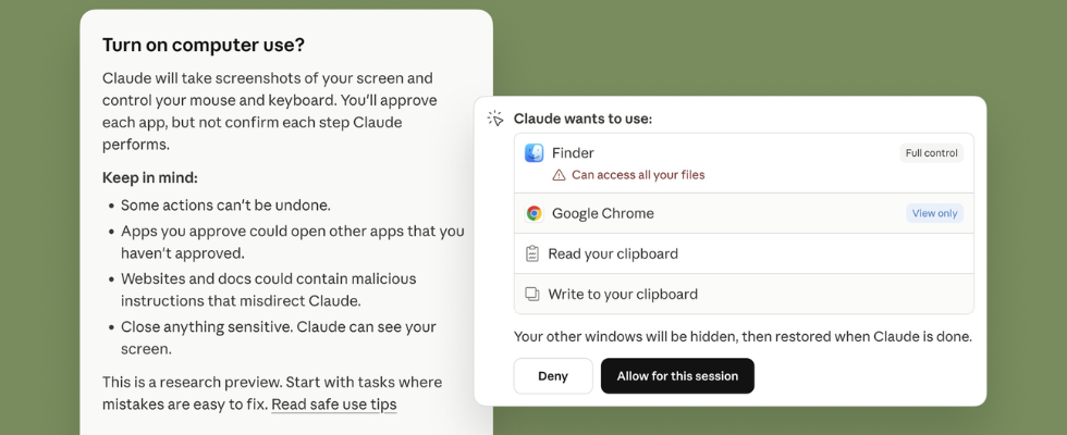 Maus, Keyboard, Screen: Claude bedient jetzt deinen Computer