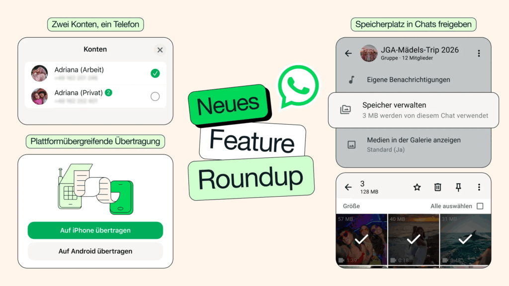 Einige der neuen Features im Überblick, © WhatsApp