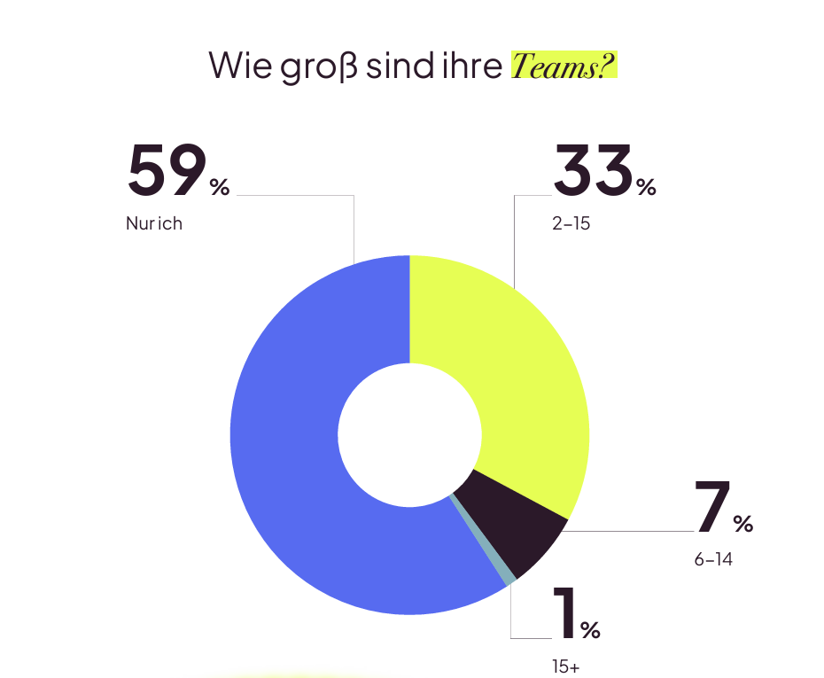 Rund 60 Prozent arbeiten ohne zusätzliche Unterstützung, © Metricool