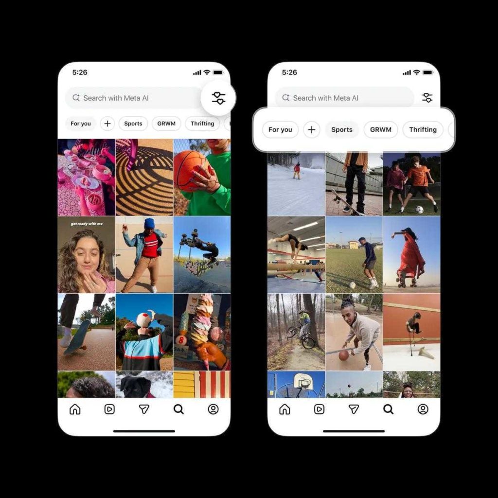 So sieht die Einstellungsoption für Your Algorithm auf der Explore Page aus, © Instagram