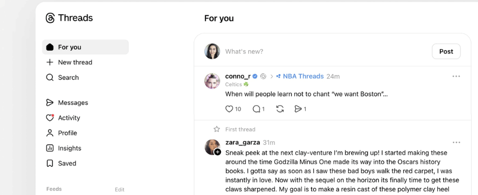 Threads bekommt Makeover, Desktop DMs und eingerückte Antworten