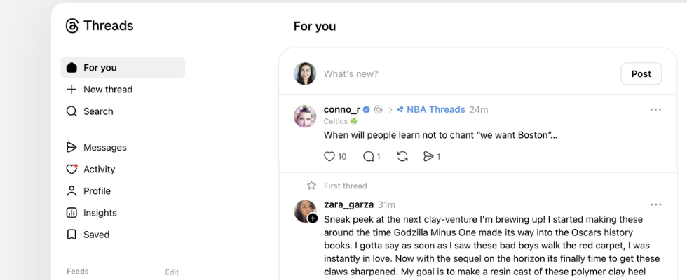 Threads bekommt Makeover, Desktop DMs und eingerückte Antworten