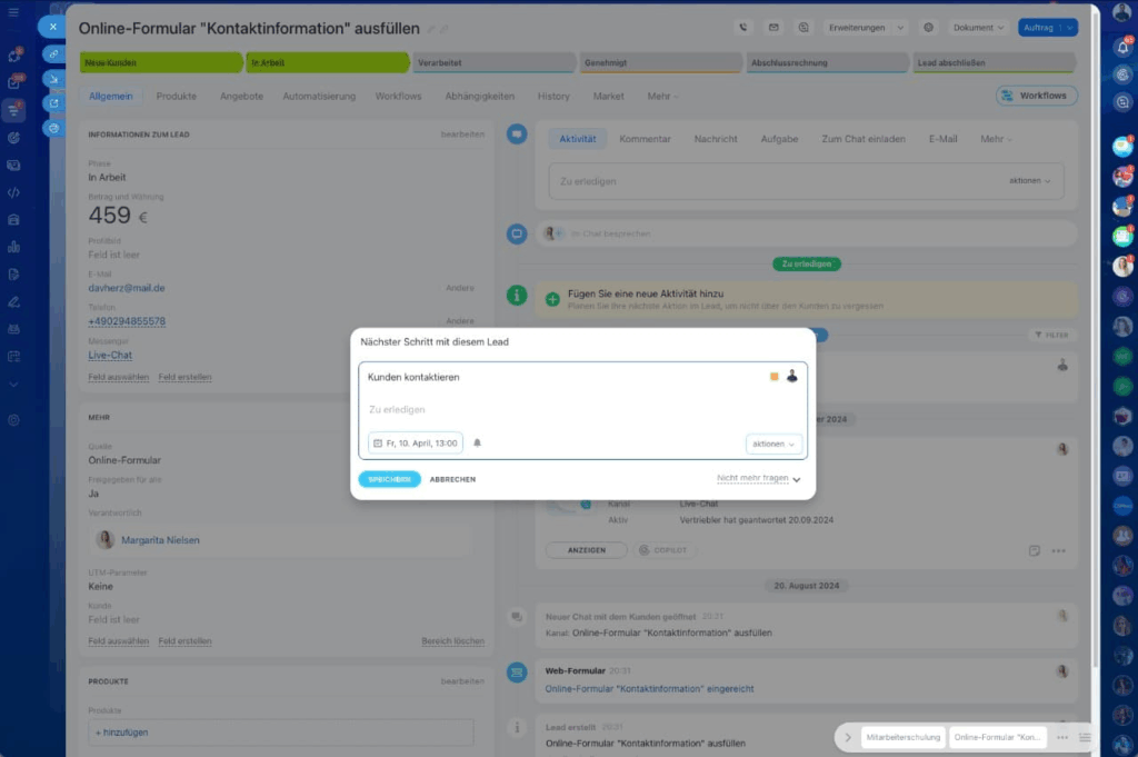So kann ein Formular zur Lead-Generierung bei Bitrix24 aussehen, © Bitrix24