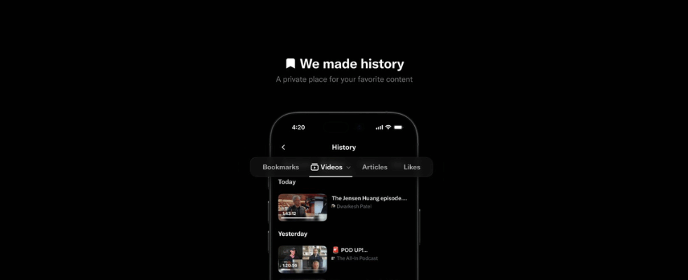 X bekommt History Tab: Versammelt alles, was du magst