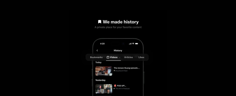 X bekommt History Tab: Versammelt alles, was du magst