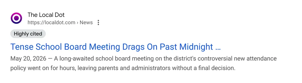 So sieht eine Quelle mit dem neuen Highly Cited Label aus, © Google
