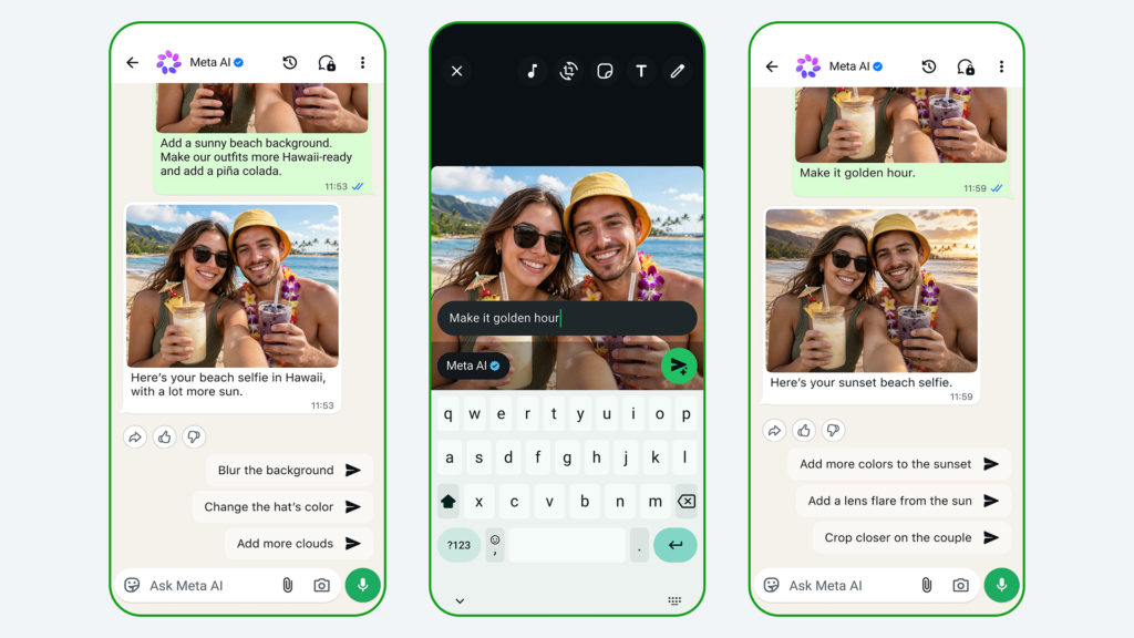 WhatsApp-Bildbearbeitung mit Muse Image über die Meta AI, © Meta