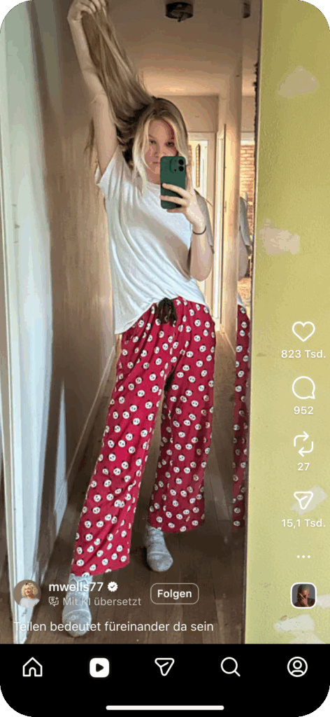 Ein Reel auf Instagram, dessen Caption automatisch übersetzt werden kann, © Meta