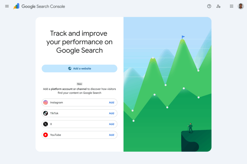 So sieht die Property-Addition in der Search Console aus, © Google