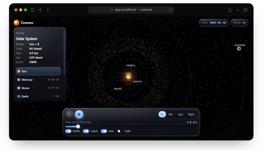 Screenshot der interaktiven Erfahrung, die Grok 4.5 auf Basis des Prompts erstellt hat, © SpaceXAI