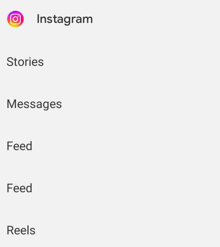 Diese Optionen gibt es zum Teilen eines Edits-Videos auf Instagram, wenn du auf Mehr klickst, eigener Screenshot, Wörter und Instagram-Logo auf Grau 