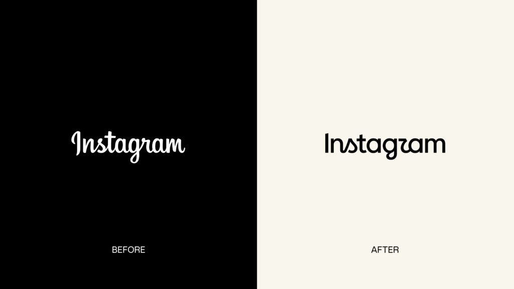 Das neue und das alte Instagram-Wordmark-Design nebeneinander, © Instagram