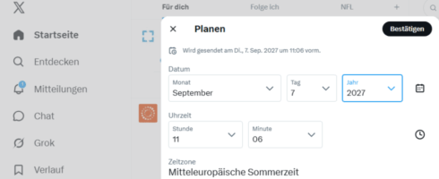Posts zwei Jahre im Voraus? X führt neue Planungsfunktion in der App ein