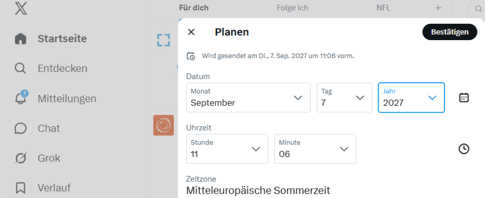 Posts zwei Jahre im Voraus? X führt neue Planungsfunktion in der App ein