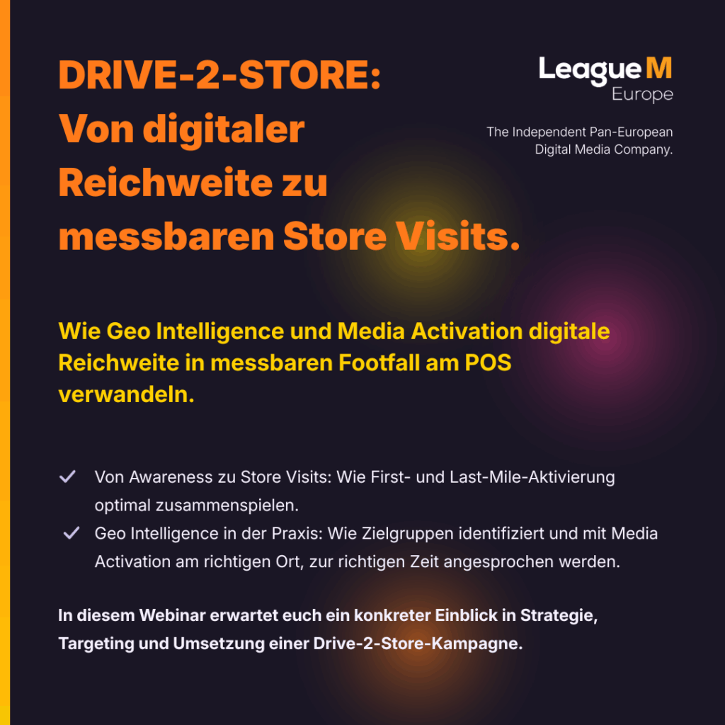 Das Webinar am 15. Oktober verspricht Praxis-Insights für mehr Store Visits, © League-M, Text vor dunklem Hintergrund 