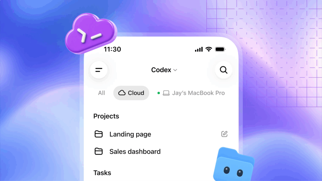 Codex in der Cloud ist da, © OpenAI, Smartphone Mockup mit Codex, bunt im Hintergrund