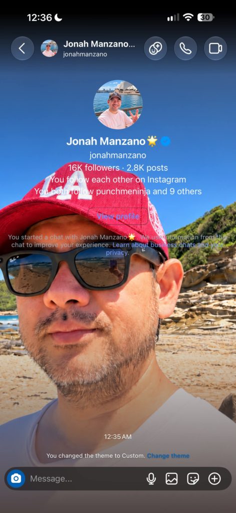 So könnte die DM-Personalisierung aussehen, © Jonah Manzano, Beispielfoto: DM-Personalisierung bei Instagram