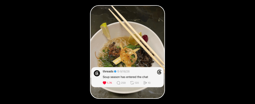 Threads bietet Post und Sticker Overlay für Bilder